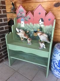 Bird house wood bench