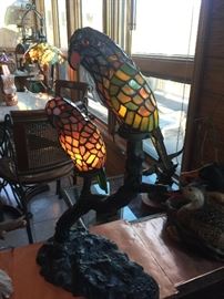 Tiffany like parrot lamp