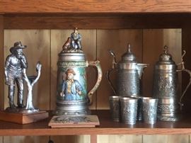 German Pewter steins, drinking cups