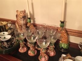 Fitz & Floyd glasses & candle holder