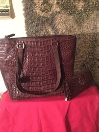 Genuine crocodile skin handbag and matching wallet 