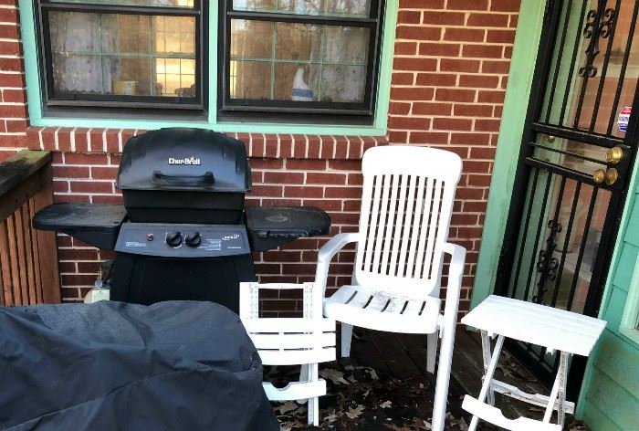 nice grill & some porch furniture