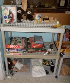 games, puzzles, stuffed animals, child's microscope (new in box)