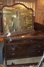 nice vintage dresser w/mirror, with a matching headboard & footboard