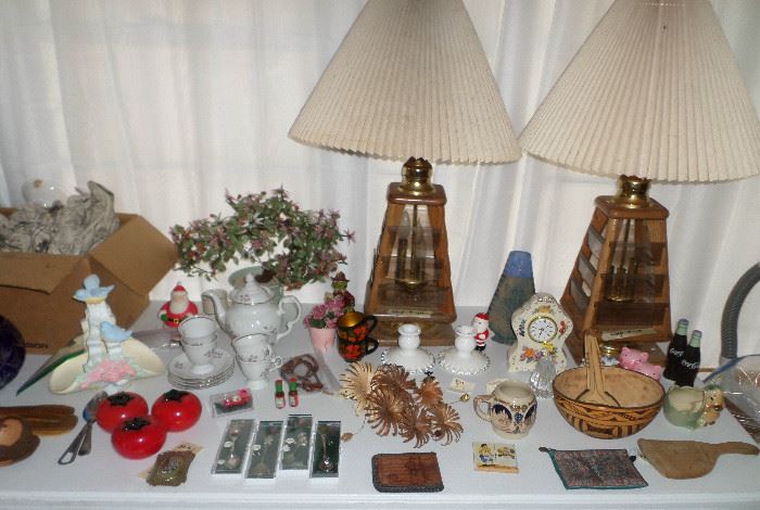 some vintage lamps & box of retro stemware (never used) from Portugal