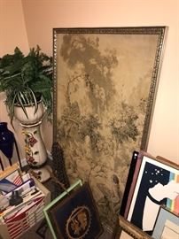 LARGE FRAMED ANTIQUE FRENCH TAPESTRY 