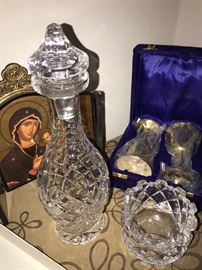 CRYSTAL DECANTER AND ORREFORS BOWL