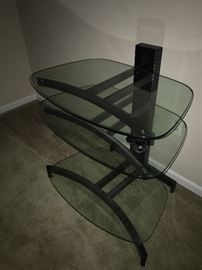 GLASS AND METAL TV STAND