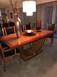 GORGEOUS ITALIAN WOODEN CONTEMPORARY DINING ROOM TABLE W/6 CHAIRS