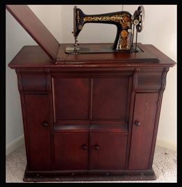 Antique Treadle Sewing Machine in Gorgeous Cabinet