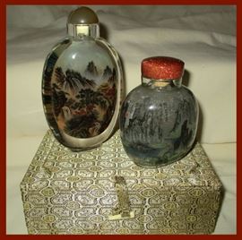 2 Glass Chinese Snuff Bottles