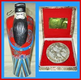 Chinese Statue and Commemorative Pc 