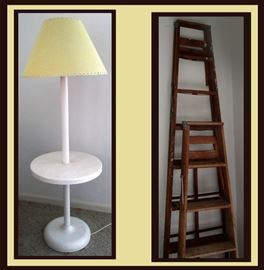 Floor Lamp and 2 Wooden Ladders 