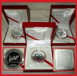 Fine Chinese Silver coins in Cases with Paperwork 