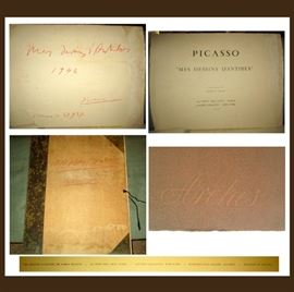 Pablo Picasso Complete Portfolio, Mes Dessins d'Antibes 1946, Dated 1958. The Portfolio Includes 16 Lithographs, 2 Cover Sheets, Imprint and Introductory Text by Georges Salles and all Images are on Velin by Arches (with Watermark) in Original Linen Covered Folder. Each Litho measures approximately 26"W x 20"H