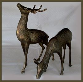 Pair of Very Nice Brass Deer 