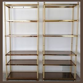 Pair of Metal and Glass Display Shelves 