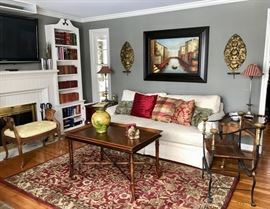 Baker Couch, Hekman Table, Cain Bench, Antique Brass Sconces, Wool Rajah Rug (5x8) and Nambe Collection - TV NFS
