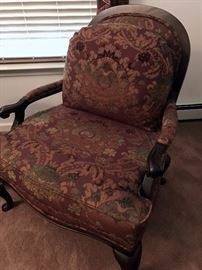 Thomasville brown arm chair coordinates perfectly with sofa 31.5" w x 39 h" back X 29 deep