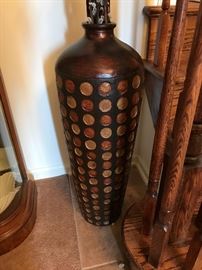large decorative heavy metal vase