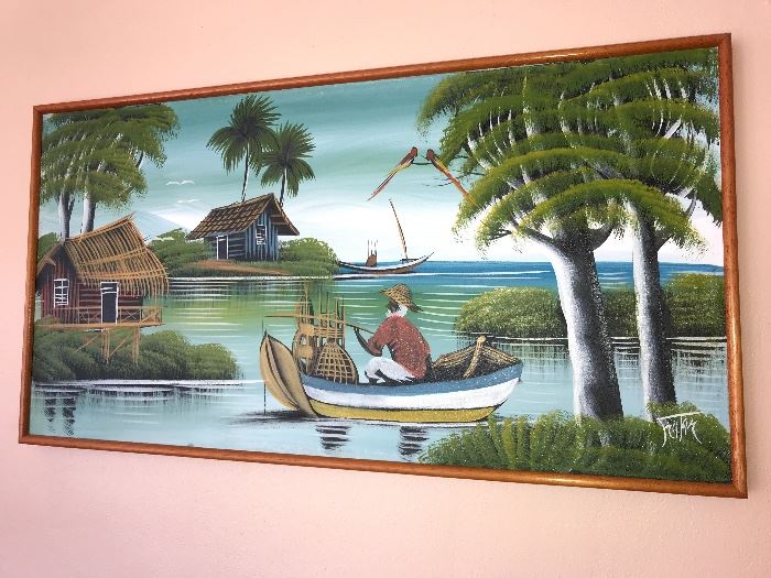 Mid Century Modern Vietnamese Oil Painting 