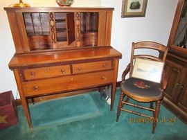 HEPPLEWHITE DESK, DATES FROM 1850-1860'S, TAMBOUR DOORS, PENCIL SCRIBED NUMBERING ON DRAWERS, SOME HAND SAWN WOODS THA MAY HAVE BEEN REPLACED OVER THE YEARS, TRULY MAGNIFICENT.