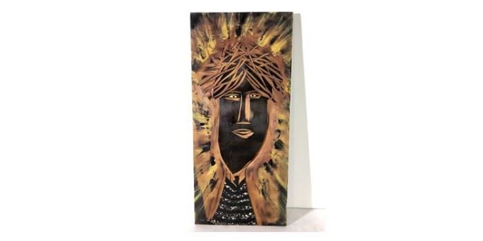 David Ricketts Carved Wood Panel With Acrylic "Teen" - Lot# RW140