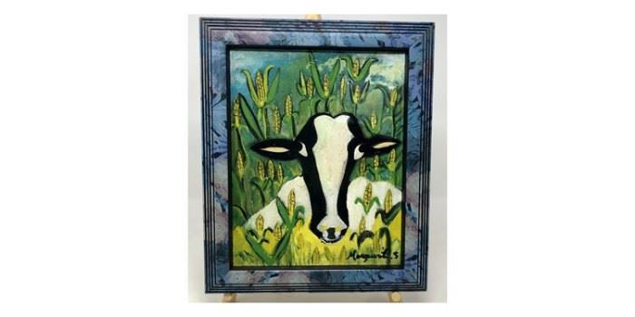 Marguerita Durham Acrylic On Canvas Depicting A Cow In A Cornfield - Lot#RW136