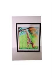 Floria Yancy Framed Marker & Paint Image Of A Giraffe - Lot#RW114