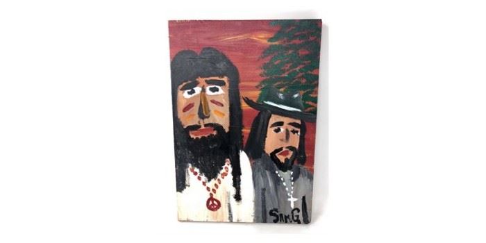 Sam Granger Acrylic On Wood Panel "Two Dudes" - Lot#RW137