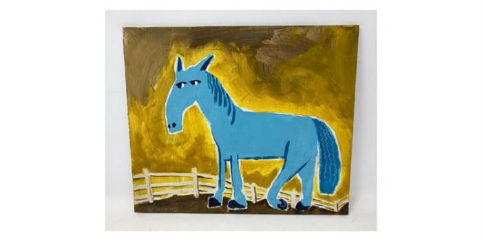 Jackie Underwood Acrylic On Board "The Blue Pony" - Lot#RW143