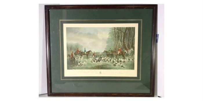 Framed Print Of Engraving "The Meet At Blagdon" English Hunt Scene - Lot#RW108