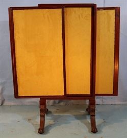 201a Walnut Victorian 3 section dressing screen with claw feet, 47 in. T, 22 in. W.