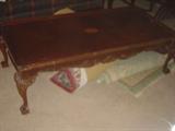 Table has leather top slide outs