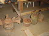 Old Iron antique wellpump, iron pot, 2 Gallon Cream Cans
