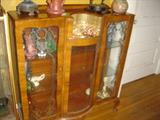 Queen Anne Burl walnut English Curio Cabinet