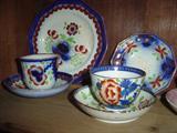 Gaudy Dutch Imari Cups and saucers Antique