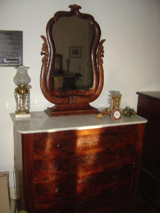MB-4 Marbletop Empire Chest with Wishbone Mirror