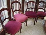 BR - set 4 Balloon Back Victorian Chairs