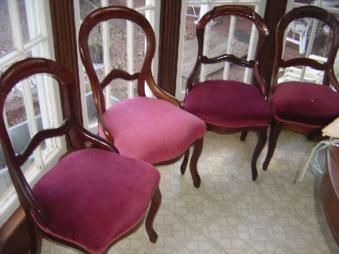 BR -  set 4 Balloon Back Victorian Chairs