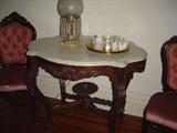 P-12 Rosewood Turtle Marbletop Parlor Table (Likely Meeks)
