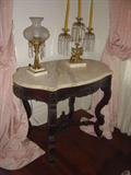 P-6 Rosewood Marbletop Parlor Table (Likely Meeks or McCracken)
Lamp is Possible Starr and Fellows