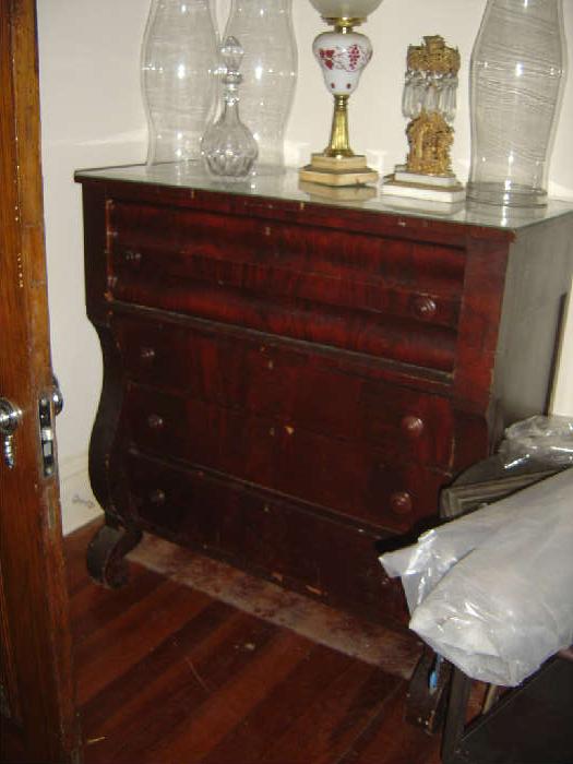 H-16  4 Drawer Mahogany Empire Dresser or Butlers Chest