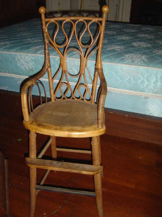 S-11  Victorian Childs Bamboo style wicker High Chair