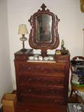 PH - 5 Empire Chest with Carved Wishbone Mirror - Marble Insert