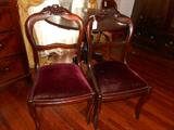 Pair Carved Mahogany Parlor Chairs