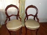 Pair Ornate Baloon Back Parlor Chairs