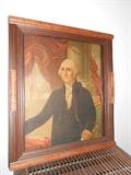 1930's Tramp art Framed Lithograph of George Washington