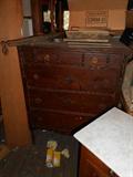 Colonial revival 4 drawer walnut Chest on Legs