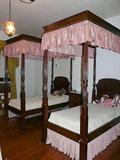 Pair reeded Mahogany 4 Post Twin Teaster Beds Made by Ridings of Macon, Being SOLD AS PAIR, FAMILY WILL NOT BREAK SET. 
These were moved from the Quarters to the Main House..